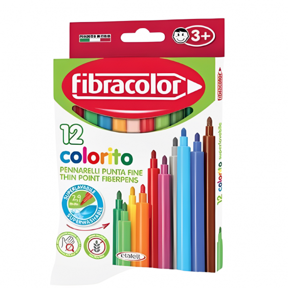 ფლომასტერი FIBRACOLOR 12ფ 